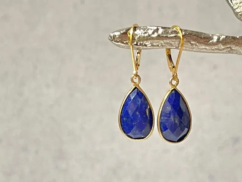 Lapis lazuli earring Lapis lazuli lever back elegant pendant Lapis Lazuli earring Pendant gift for your wife