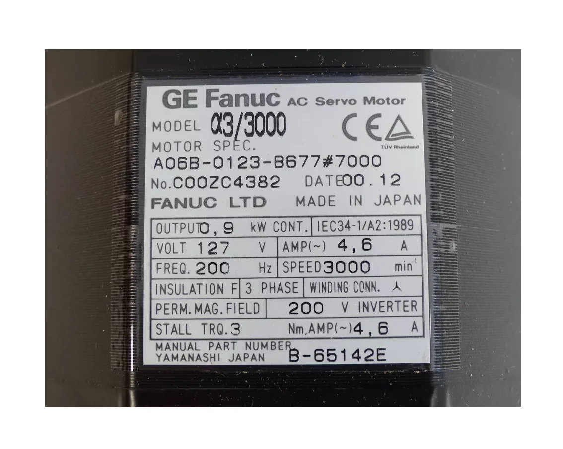 

A06B-0123-B677 Fanuc Servo Motor Tested Ok A06B 0123 B677