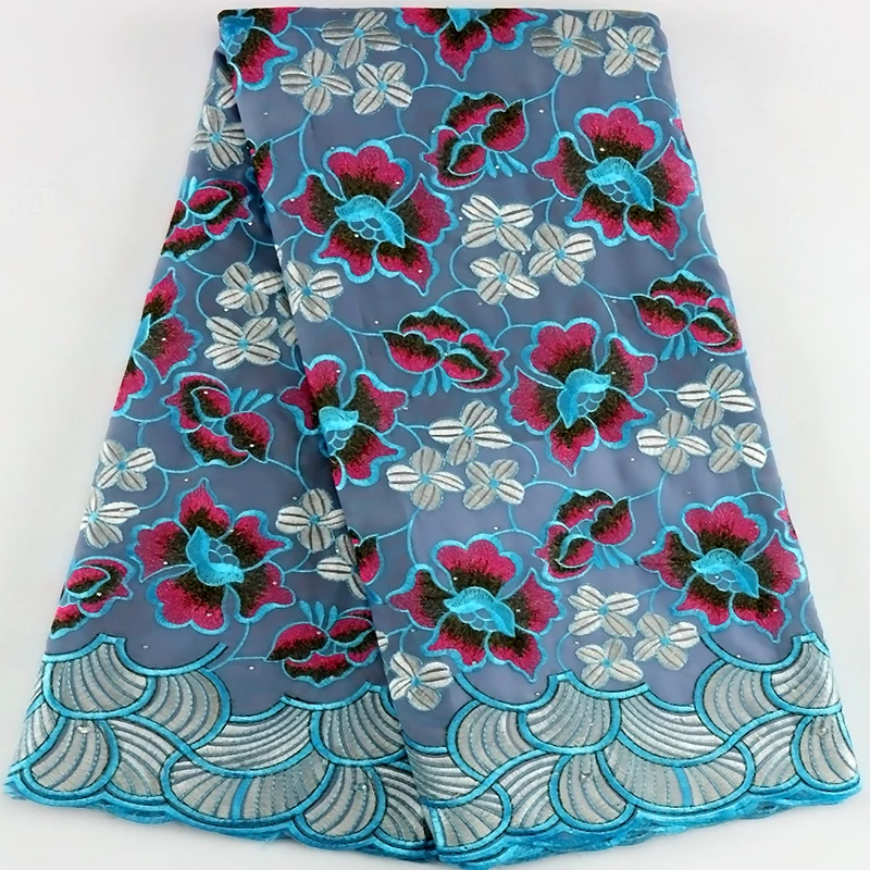 

African Dry Cotton Lace Fabric 2023 High Quality Swiss Voile Lace In Switzerland Embroidery Stones Fabric For Woman Daily Dress