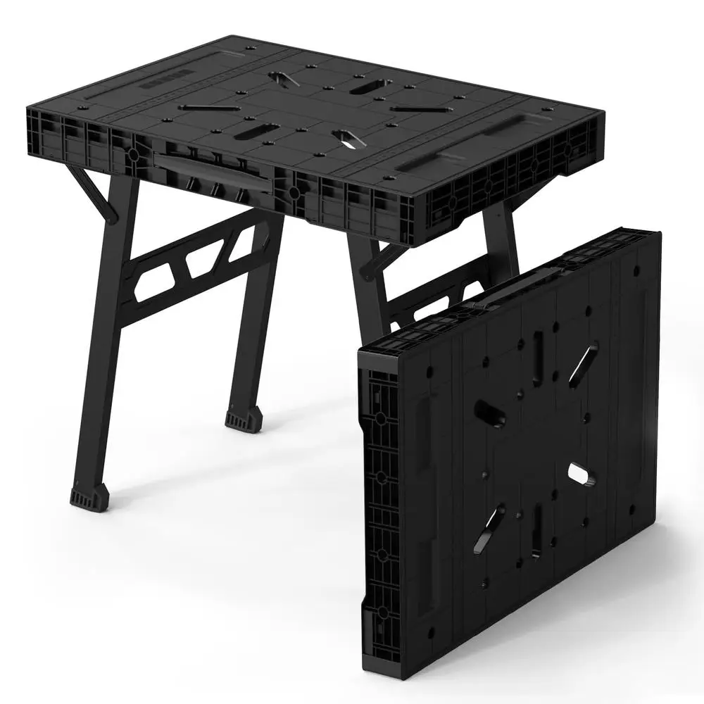 Folding Work Table 2-in-1 Compact Portable Design Sturdy Metal Legs Versatile Clamping System 34" x 25" x 31" Lightweight &