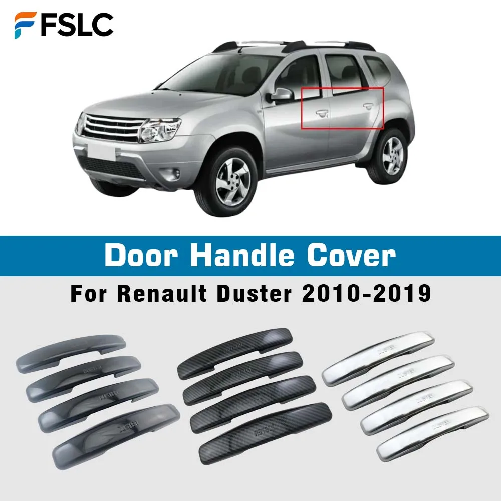 

Car Decoration Door Handle Cover For Renault Duster 2010-2019 Carbon Fiber Chrome Silver Glossy Black Accessories Styling