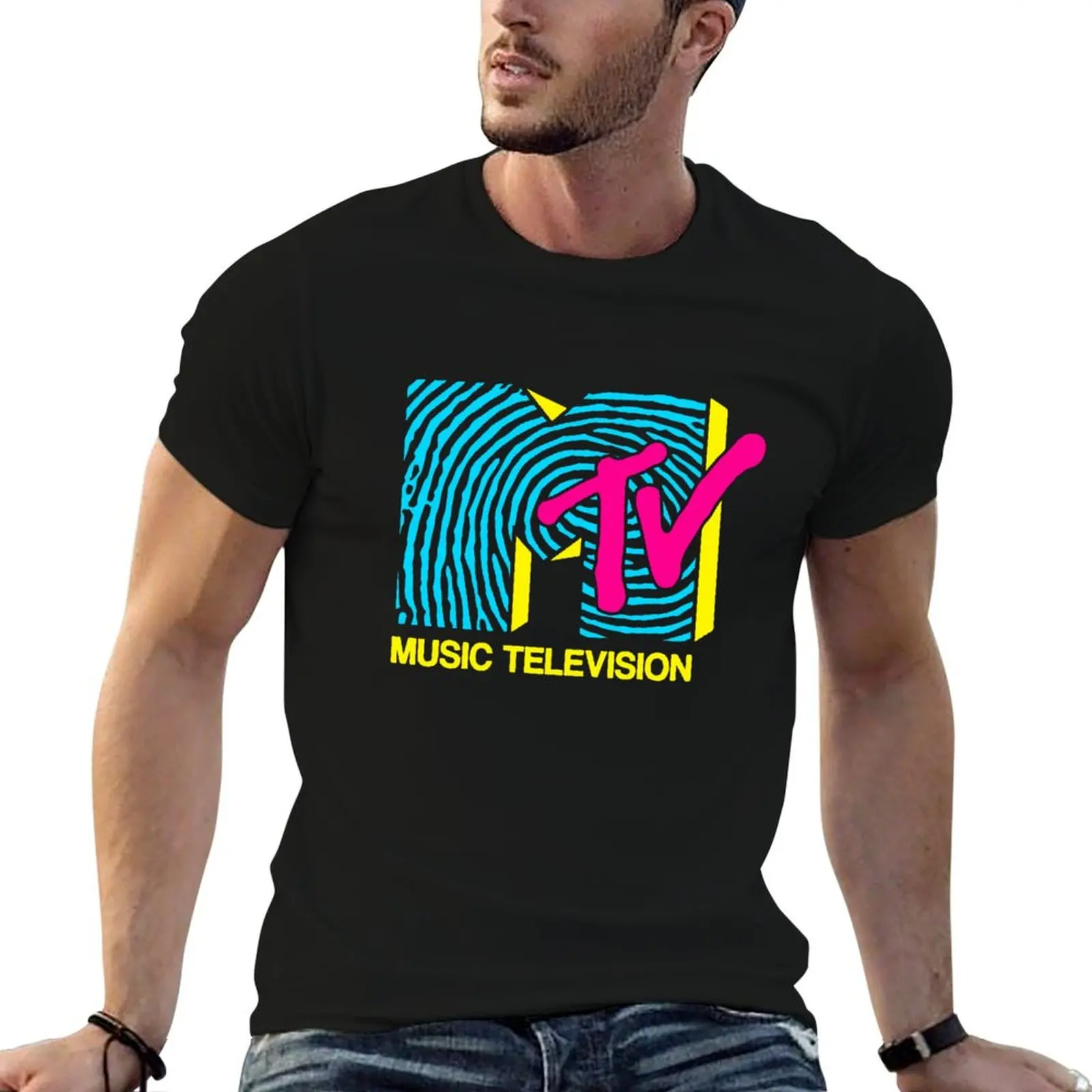 

MTV - Fingerprint 80s Design T-Shirt t shirt man casual t shirt custom print man t shirts for men T-Shirt