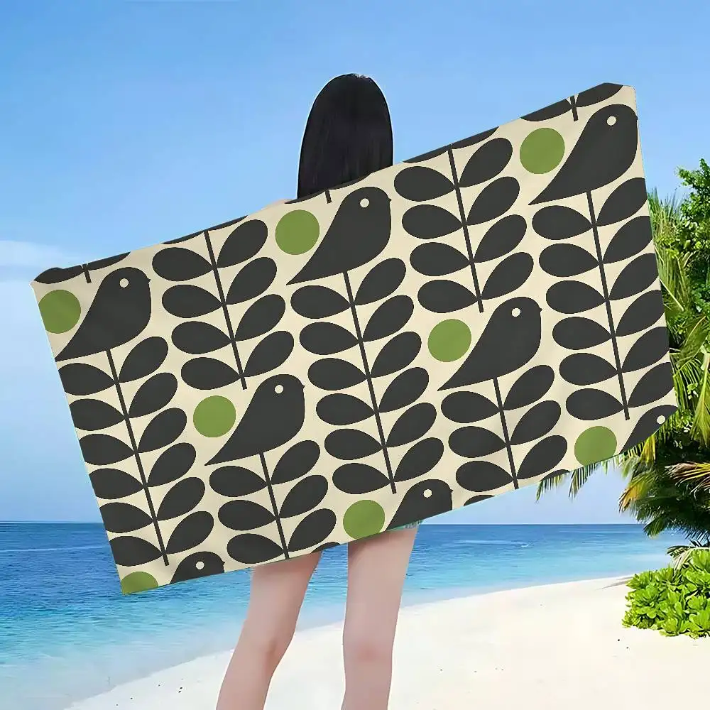 Orla Kiely Leaf Flower Beach Towel Colorful Bath Towels for Girl Microfiber Quick Dry Custom Sand Free Beach Yoga Spa Gym Pool