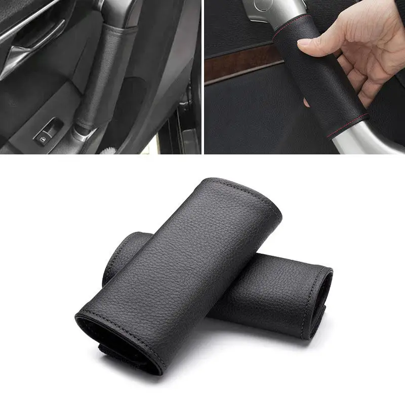 2 stücke Schwarz Auto Innen Türgriff Abdeckung Trim Mikrofaser Leder Dekorative Fall Innen Zubehör 13*16 cm