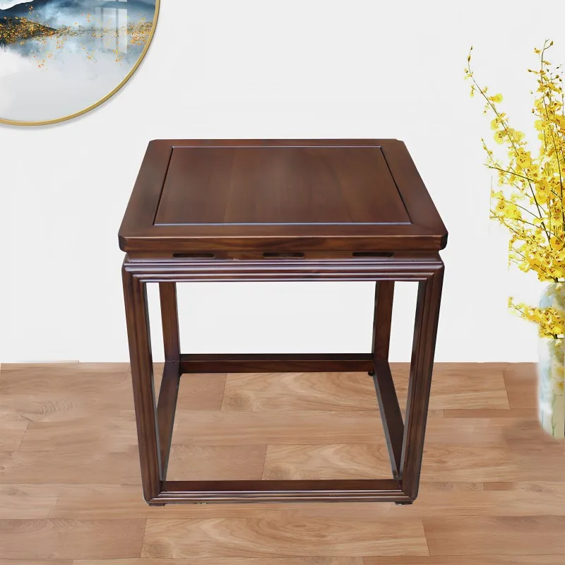 New Chinese style all-solid wood small square table coffee wooden sofa corner table small square table elm log minimalist