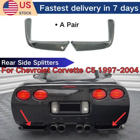 Per Chevrolet Corvette C5 1997-2004 Lato Posteriore Splitter Paraurti Angolo Nero Lucido Stampa In Fibra di Carbonio Accessori Auto Body Kit