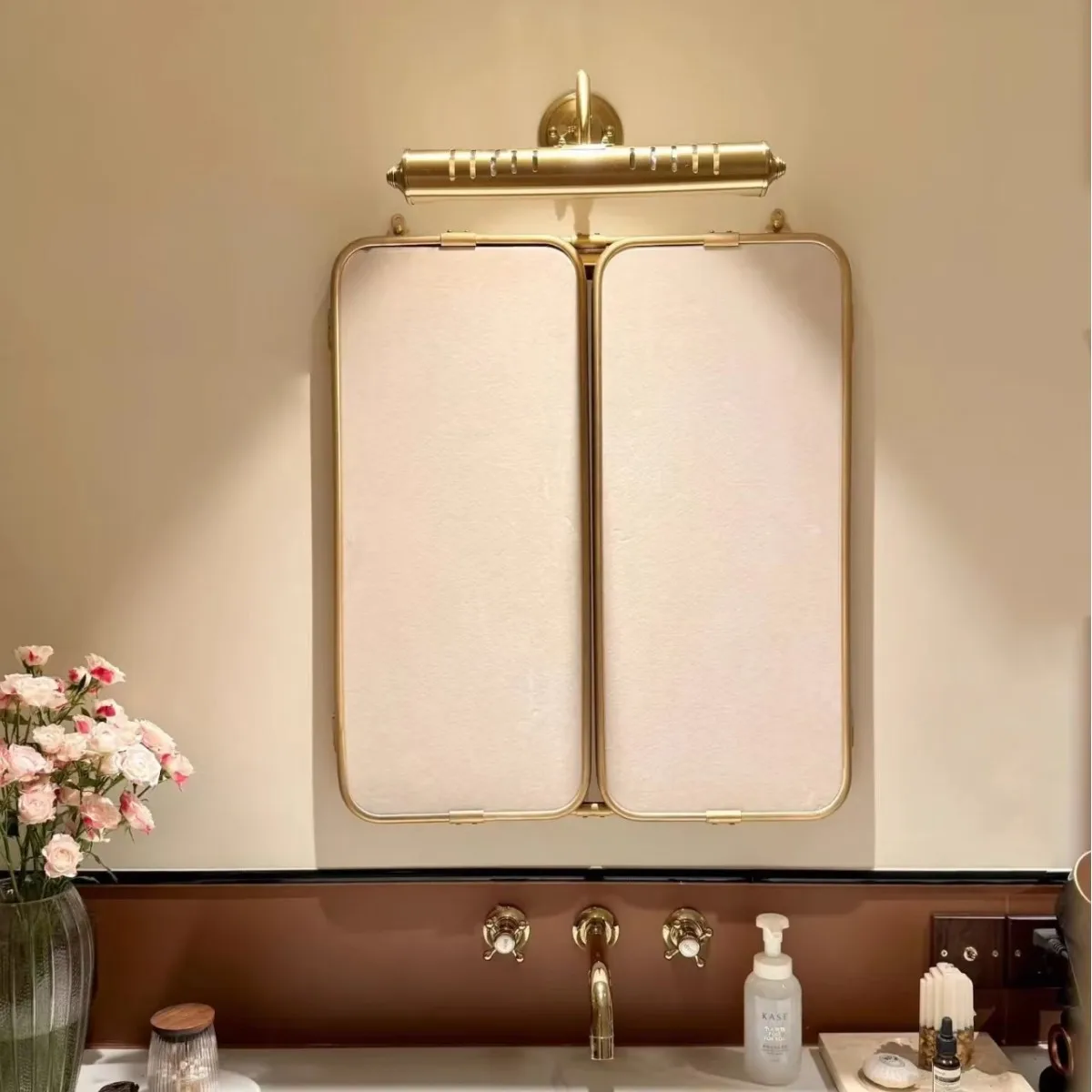 HT  three-fold bathroom mirror stainless steel cosmetic toilet mirror Ready to ship and purchase with peace of mind - view 4