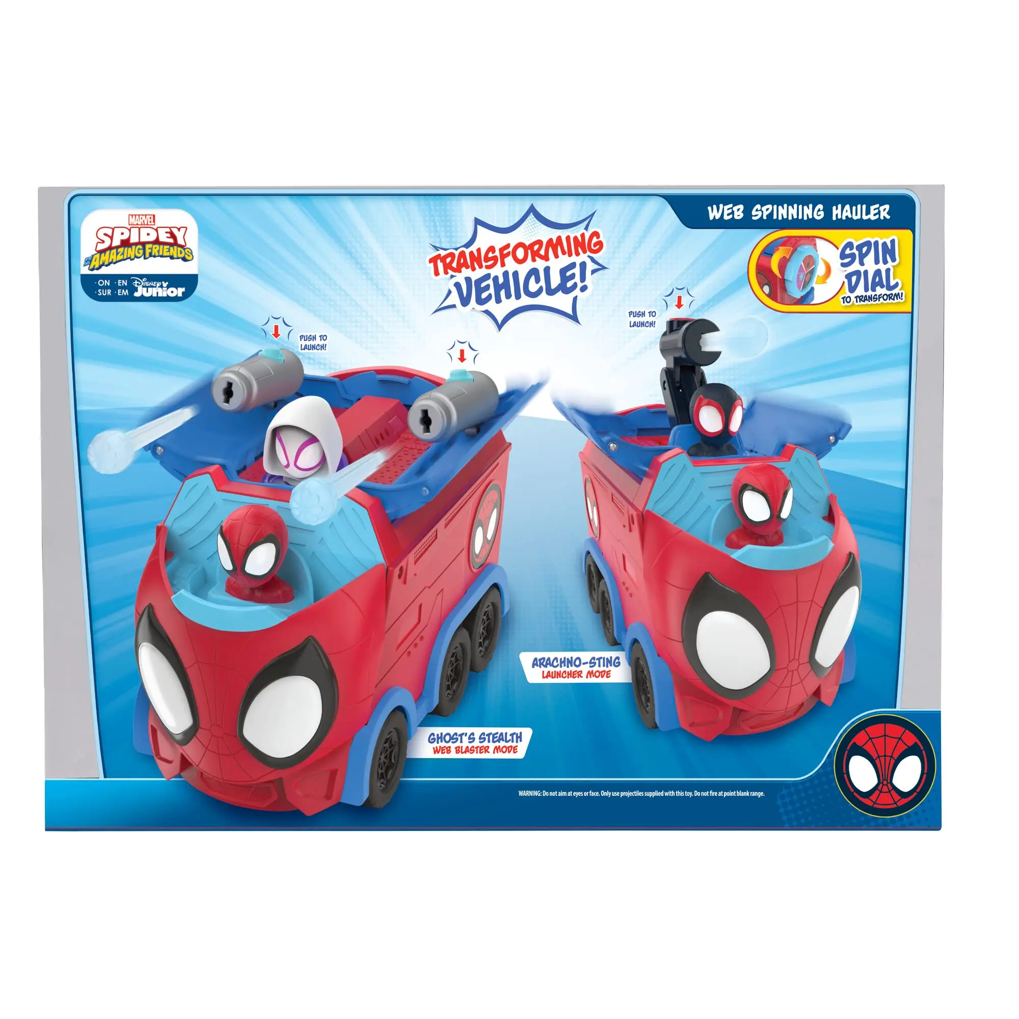 Marvel's Spidey and His Amazing Friends Web Spinning Hauler 8-Inch 3-in-1 Transforming Vehicle Toys ren's Birthday Gifts view 2