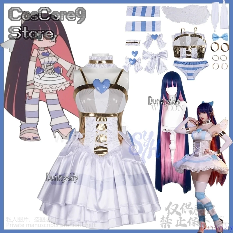 

Japanese Jirai Kei Panty & Stocking Anarchy With Garterbelt Cosplay Lovely Angel Dress Kawaii Aqua Lolita Wings Heart Halloween