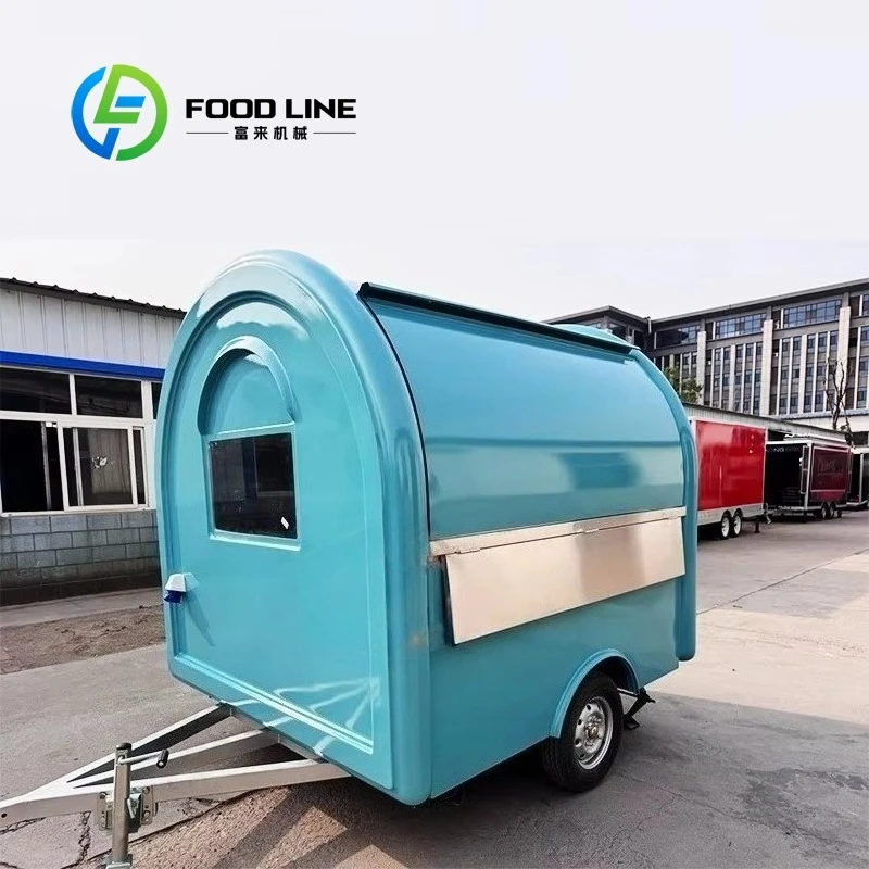 Customizable Light Blue Fiberglass Food Trailer Mobile Food Cart with Serving Window for Street Events Fast Food