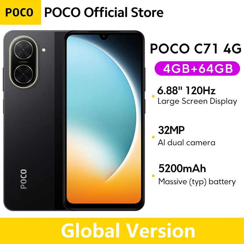 グローバル版 POCO C71 スマートフォン UNISOC T7250 プロセッサー