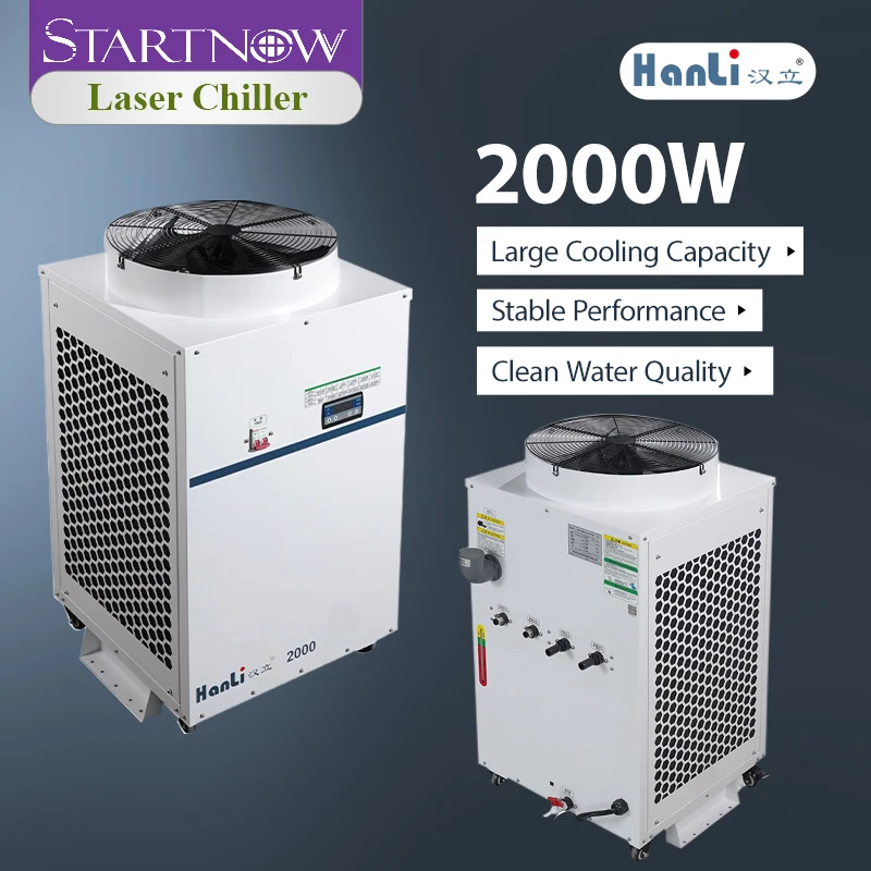 

Startnow 1500W HanLi Industrial Water Chiller 220V 50/60Hz 15L/min Flow Double Temperature Control 2000W Laser Cooling System