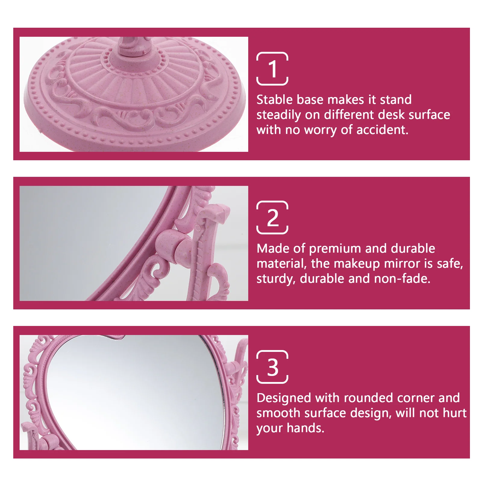 

Heart-Shaped Mirror Home Decor Vintage Makeup Wall Decorative Plastic Small Hand Accessories