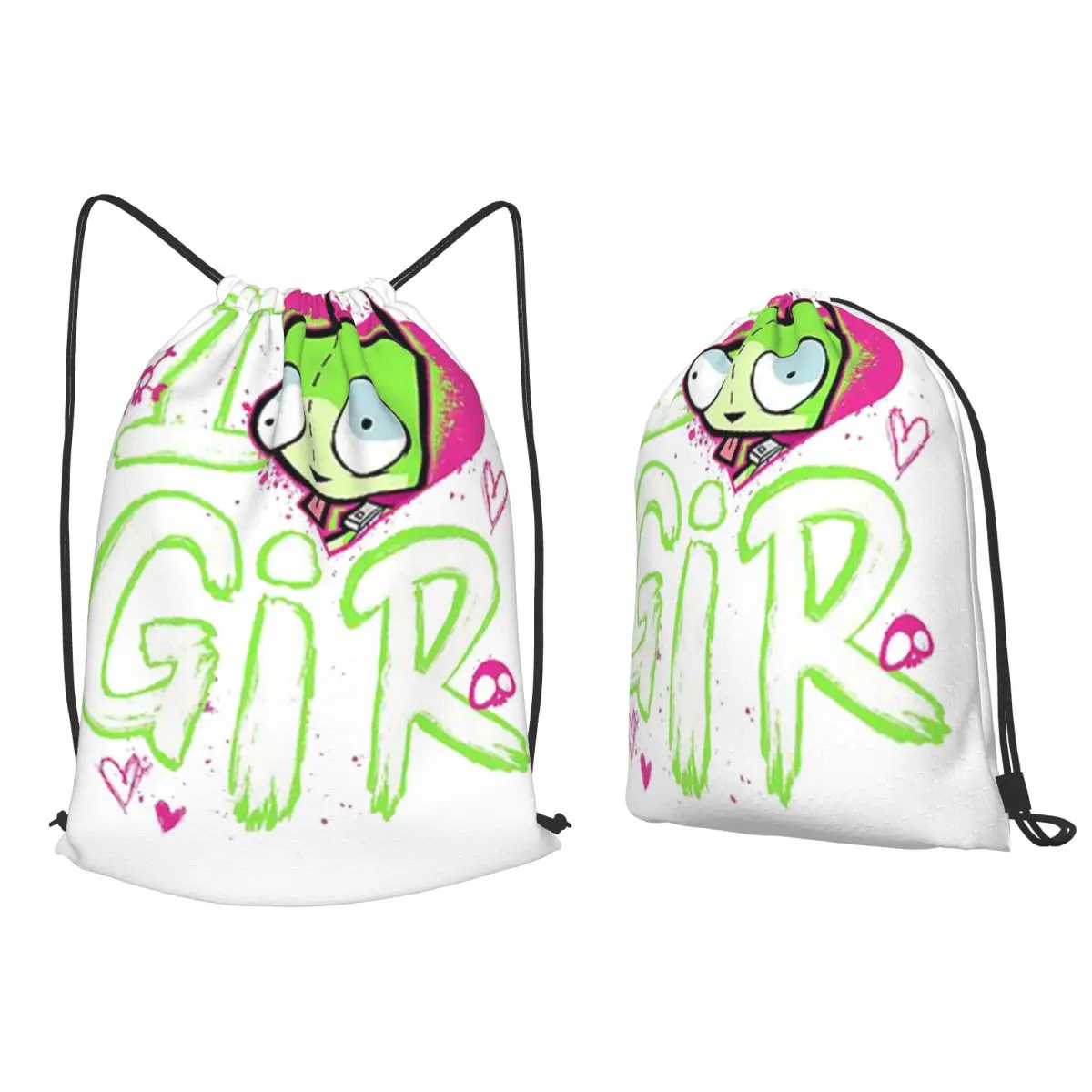 

Invader Zim Valentine's Day I Love GIR Backpacks Casual Drawstring Bundle Pocket Sports Bag Book Bags for Travel School