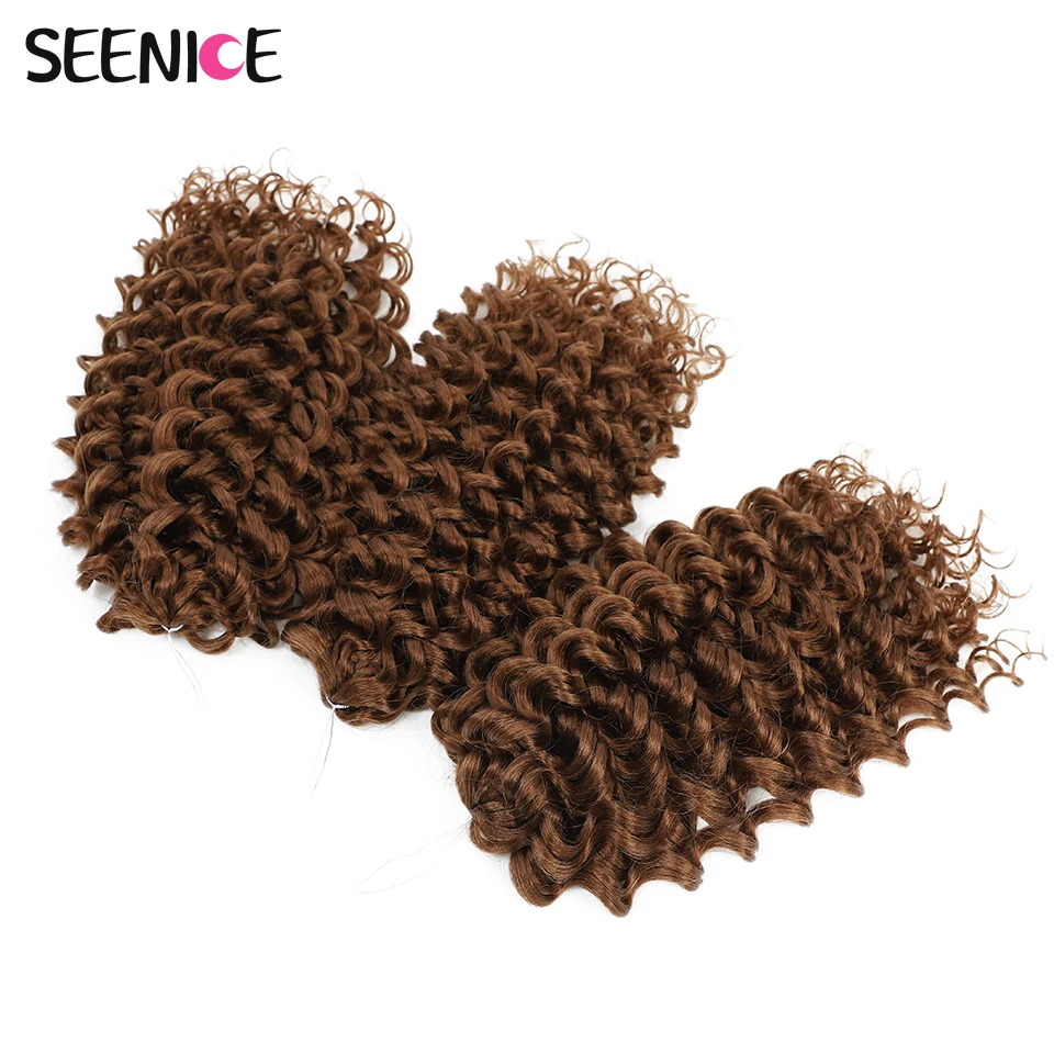 22“ Deep Wavy Twist Crochet Hair Synthetic Marshmallow Afro Kinky Hair Extensions Water Wave Curly Black Brown Braids for Women