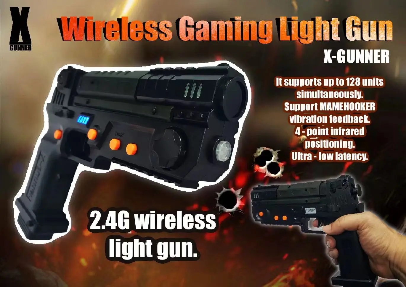 X-GUNNER XGUNNER 2,4G pistola de luz inalámbrica para juegos, pistola de luz inalámbrica, pistola somatosensorial, funciones de exceso lejano GUN4IR, dos pistolas