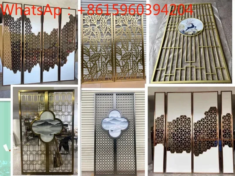 Custom stainless steel iron art simple modern screen partition grille hollowed out to block the decorative background wall