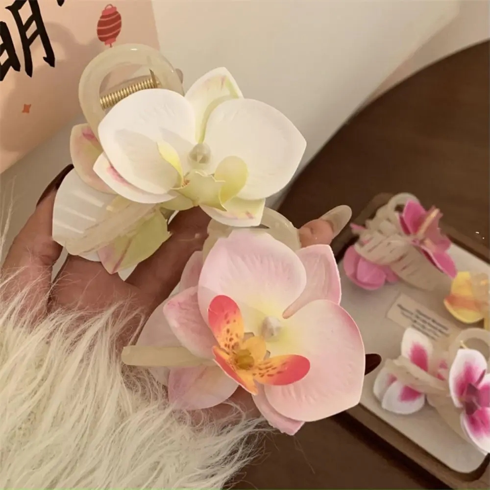 Cute Butterfly Orchid Flower Hair Claw Cloth Bohemia Barrettes Orchid Hair Clip Shark Clip Grab Clip Large Shark Clip Girl