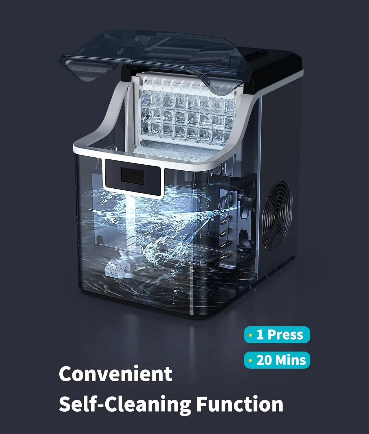 Aço inoxidável Housing Ice Maker, por dia, 24 Cubos, Pronto em 13 Mins