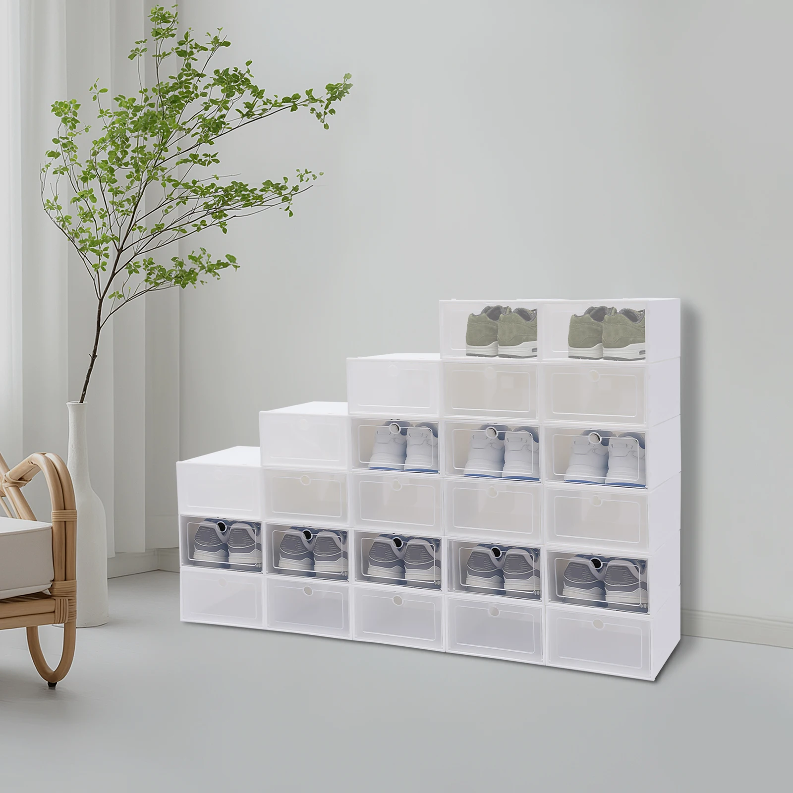 24/20 Pcs PP Foldable Dustproof Shoe Boxes With Large Space, Easy to Clean, Storage Box for Sundries, Multi-place Use image 3