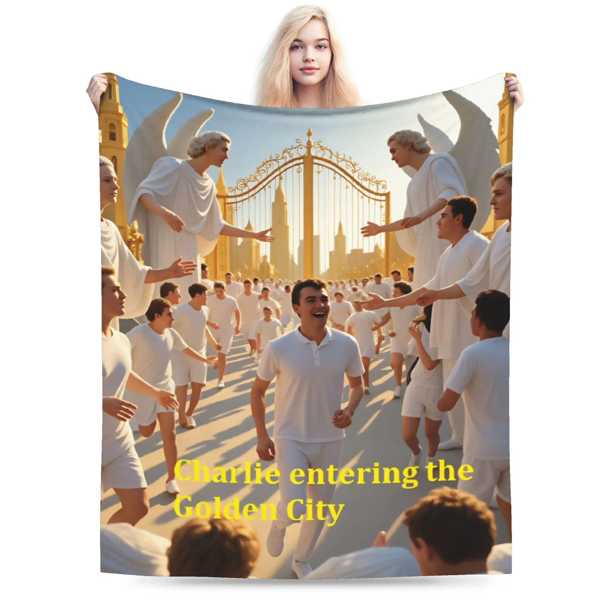 Charlie Kirk Entering The Golden City Blankets Soft  Bedding Throws Winter Kids Adults Chair Sofa Bed Picnic Bedspread
