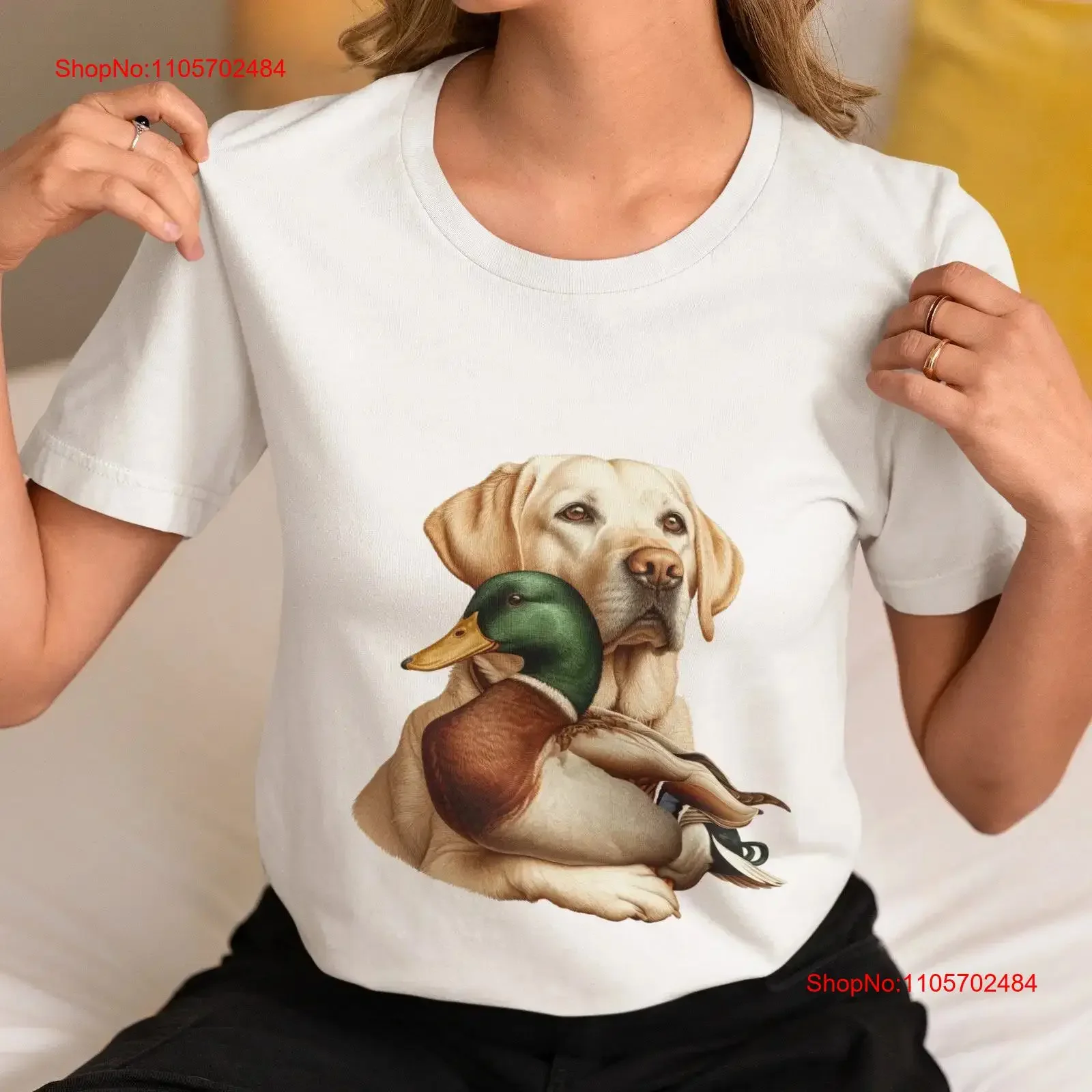 Labrador Duck Embrace T Shirt Heartwarming Animal Friendship Perfect for Pet Lovers Nature Enthusiasts Unique Print Top