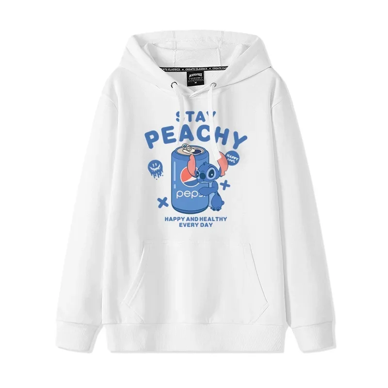 Disney การ์ตูน Hoodie เสื้อคู่ Stitch เสื้อกันหนาวคู่ผู้หญิงรุ่นผู้ชายผู้หญิงหลวมคู่สวม Hooded TOP เสื้อกันหนาววัยรุ่น