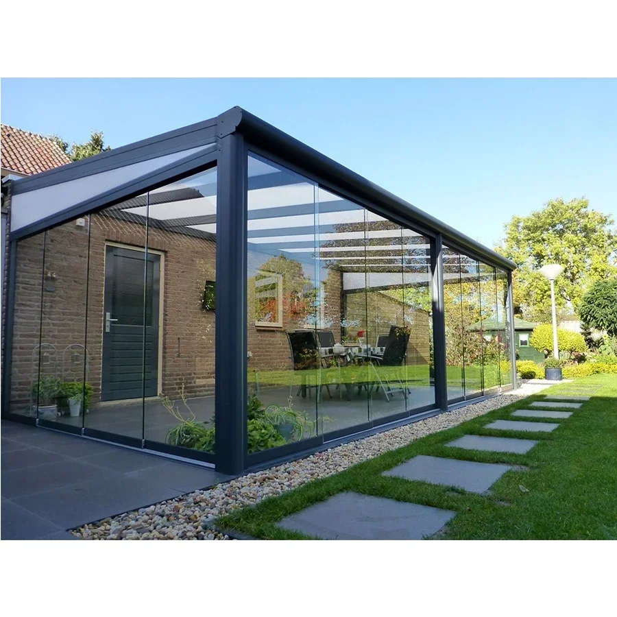 

Sliding House Sunroom Aluminum Panoramic Tempered Double Glass Entry Patio Doors Household Outdoor Room For Garden Custom