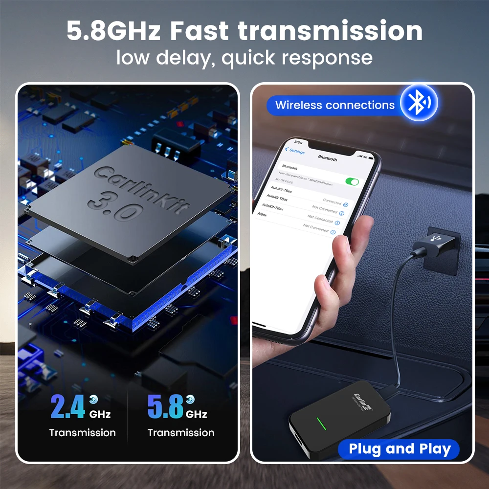 Carlinkit 3.0 Dongle Nirkabel CarPlay untuk Kendaraan Off-Road Chery Tiggo FL EASTAR CROSS Closed 2015-2022 Kotak Smart Link MP5 IOS14