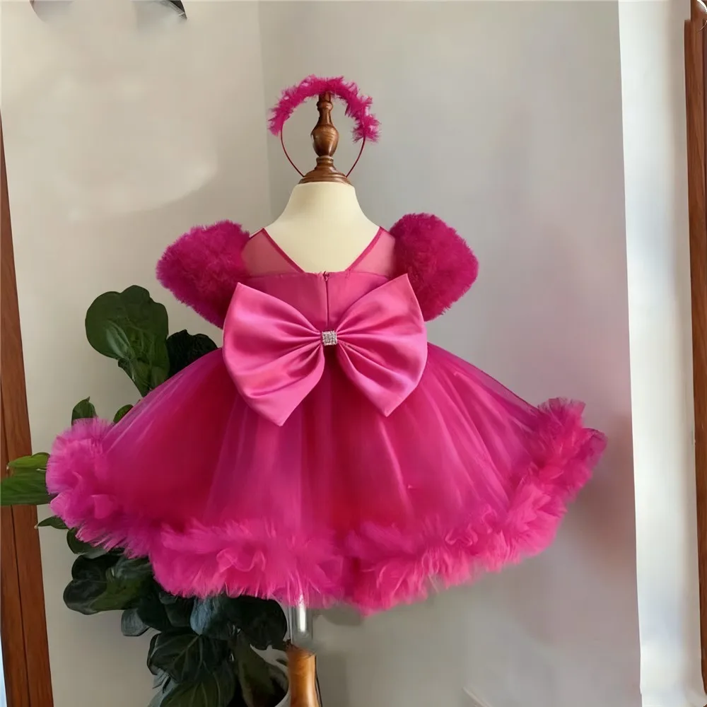 Abito da sposa personalizzato per ragazza di fiori, cintura con fiocco, soffice principessa, festa di compleanno, spettacolo, prima comunione, abito da sera personalizzato