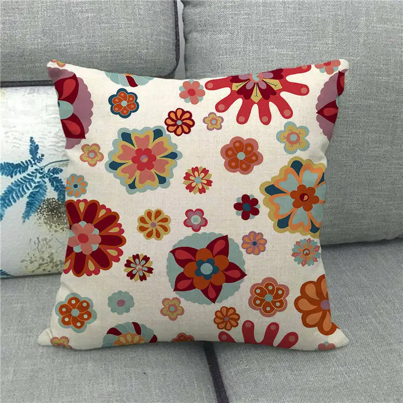 Summer Flower Pillow Case Fireworks Circle Pillowcase for Pillow Bedroom Living Room Double Bed Cushions Cover for Sofa 45x45cm