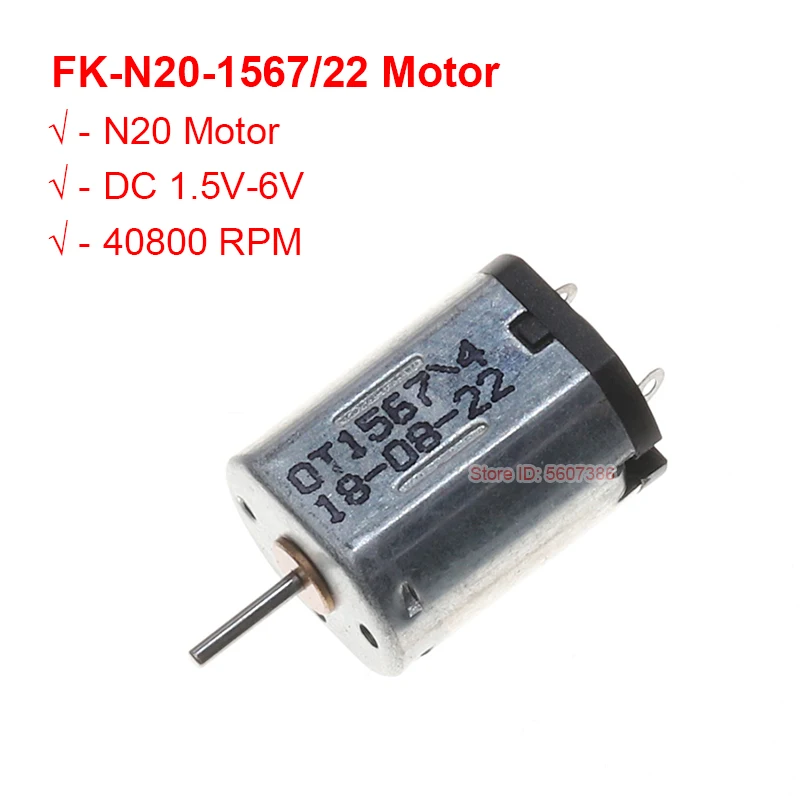 Mini N20 Motor DC 3.7V 5V 6V 40800RPM High Speed Carbon Brush Motor Mini 10mm*12mm Strong Magnetic Engine for RC Slot Car Toy