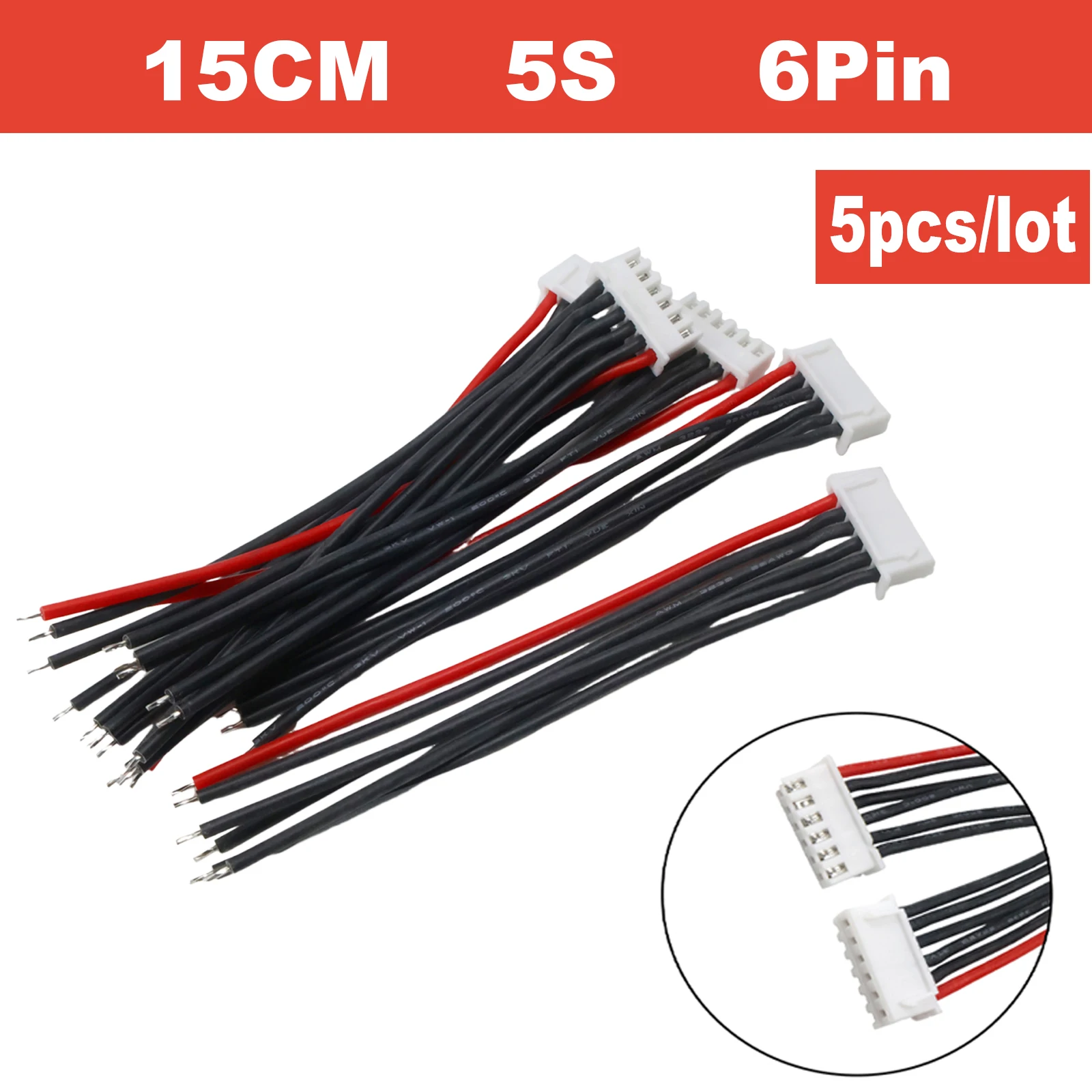 5Pcs JST-XH Balance Charger Cable 1S 2S 3S 4S 5S 6S 7S 8S 22AWG Silicone Wire 15cm Female Plug Connector for Lipo RC IMAX B6 view 5