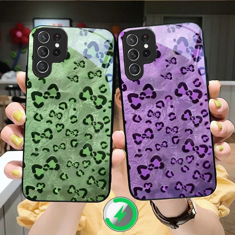 

Abstract leopard print Suitable For Samsung Galaxy S25 Ultra S20 FE S21 S22+ S23 Plus S24 S26 Edge magnetism Glass Phone Casee