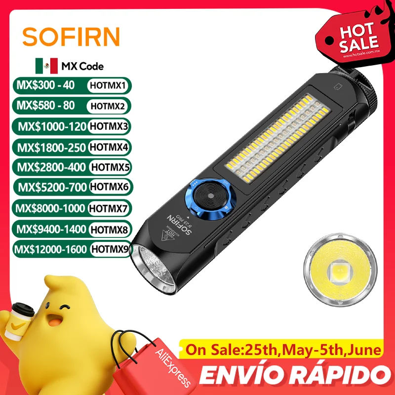 Sofirn IF23 PRO RGB-Licht 5000 lm XHP70B Leistungsstarke LED-Taschenlampe 21700 5 V 3 A