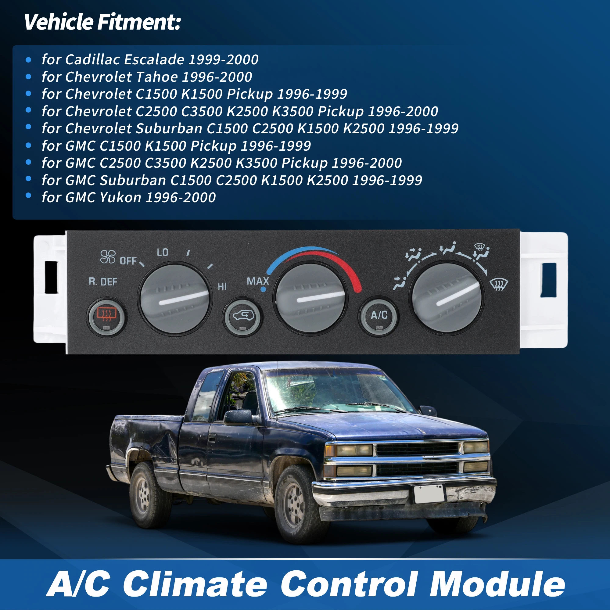 

599-006 Модуль панели переключателя блока управления климат-контролем обогревателя для Chevrolet Suburban C1500 C2500 K1500 K2500 1996-1999 гг.