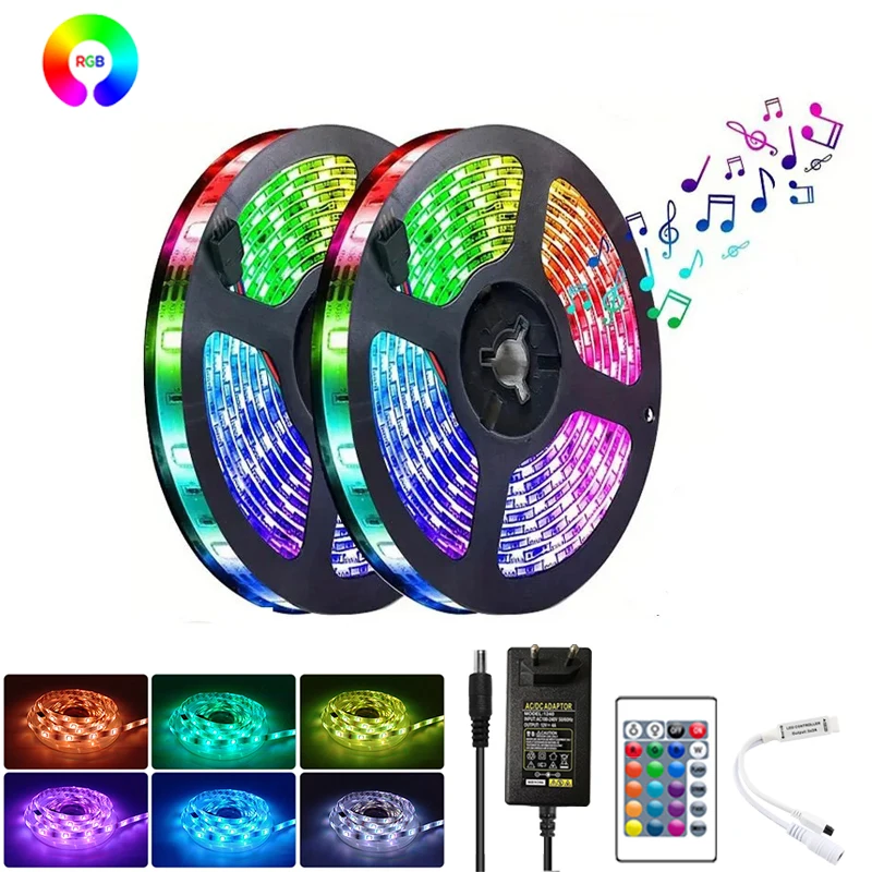 Tira de luces Led para dormitorio, cinta Led Rgb regulable, Control remoto inteligente, Mini controlador RGB de 24 teclas, luces Led, decoración navideña