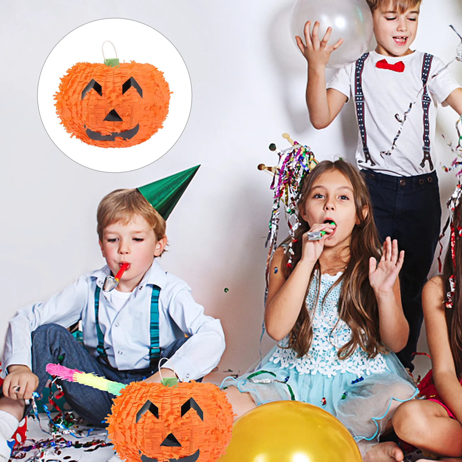 

1 шт. тыква-пиньята для Хэллоуина, декор для вечеринки, наполненная сахаром, бумажная игрушка-тыква для празднований