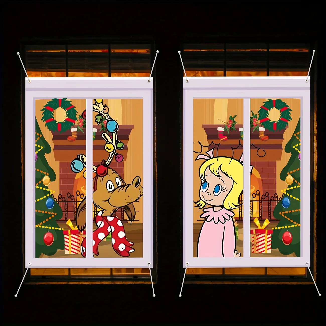 2Pcs Welcome to Whoville Window Cover Christmas Decorations Whoville Christmas Decorations Outdoor Outside Backdrop Home