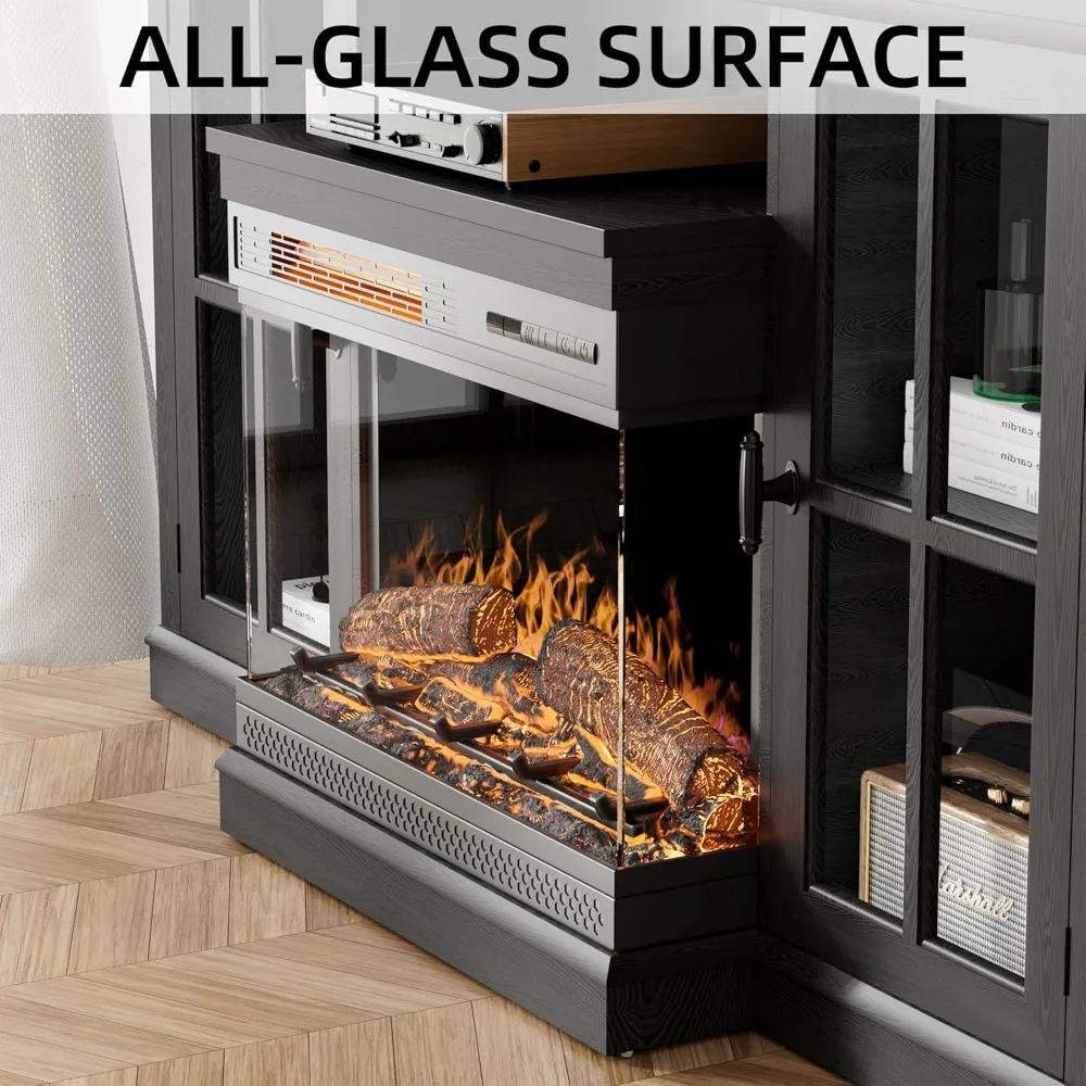 Glass Fireplace TV Stand for Televisions up to 65