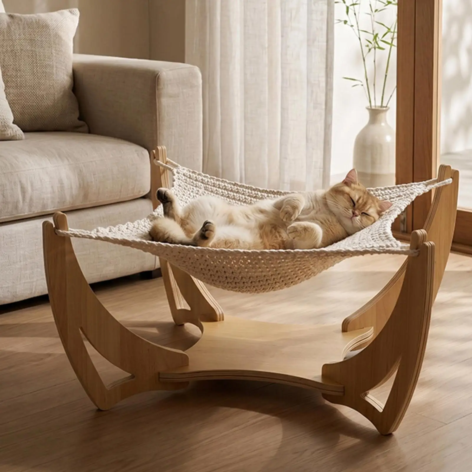 

Pet Hammock Interactive Breathable Stable Soft Indoor Outdoor Sleeping Hammock For Home Dorm Balcony Apartment Bedroom