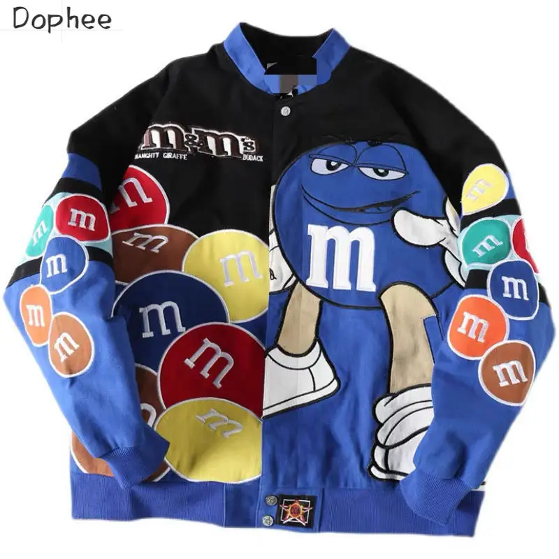 2023 stile americano alla moda marca coppia vestiti Hip Hop ricamo giacche allentato colletto alla coreana uniforme da Baseball Streetwear cappotto