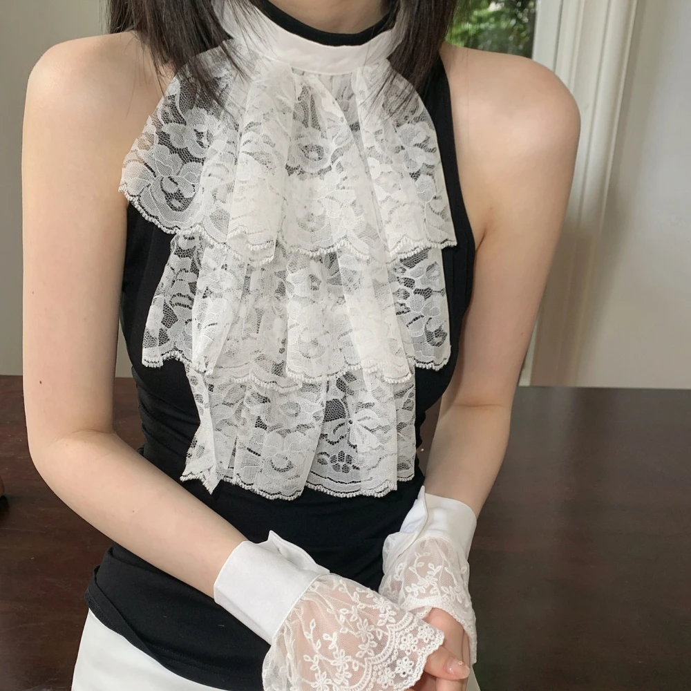 Vintage French Lace Fake Collar Sweet Subculture Goth Sweet Cool Women Scarf Decoration Daily Dress Lolita Party Neck Scarf