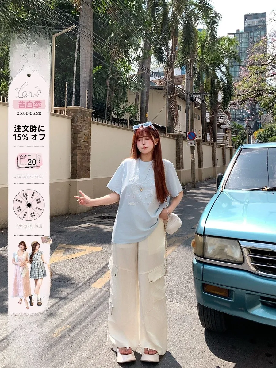 

Casual Loose Fit Drawstring Waist Cargo Pants Women's plus Size Multi-Pocket Workwear Trousers Comfortable Loose Style