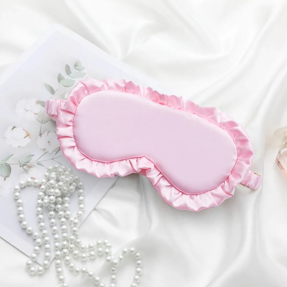 Silk Material Silk Ruffle Sleep Eye Mask Breathable Soft Texture Eye Protection Mask Multicolor Ruffle Design Shading Eye Covers