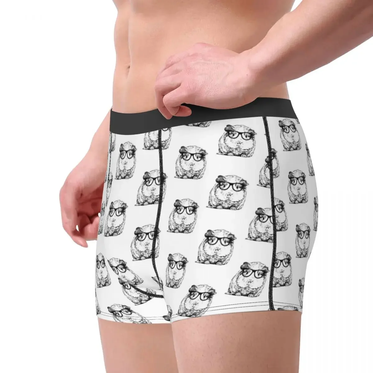 Guinea Pig Cavia Porcellus Animal Hipster Line Drawing Underpants Breathbale Panties Male Underwear Sexy Shorts Boxer Briefs