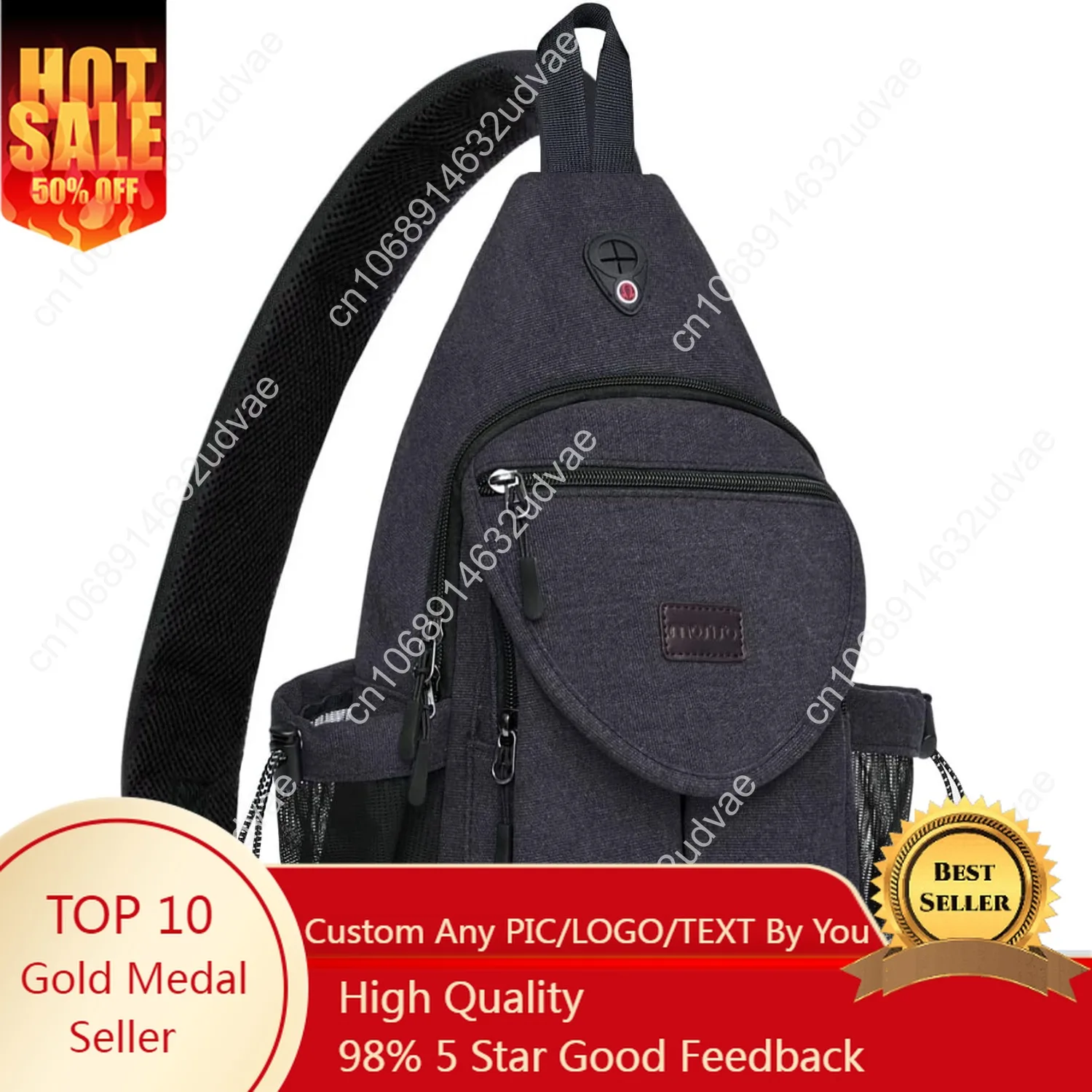 Sling Backpack,Canvas Crossbody Hiking Daypack Bag with Anti-theft Pocket