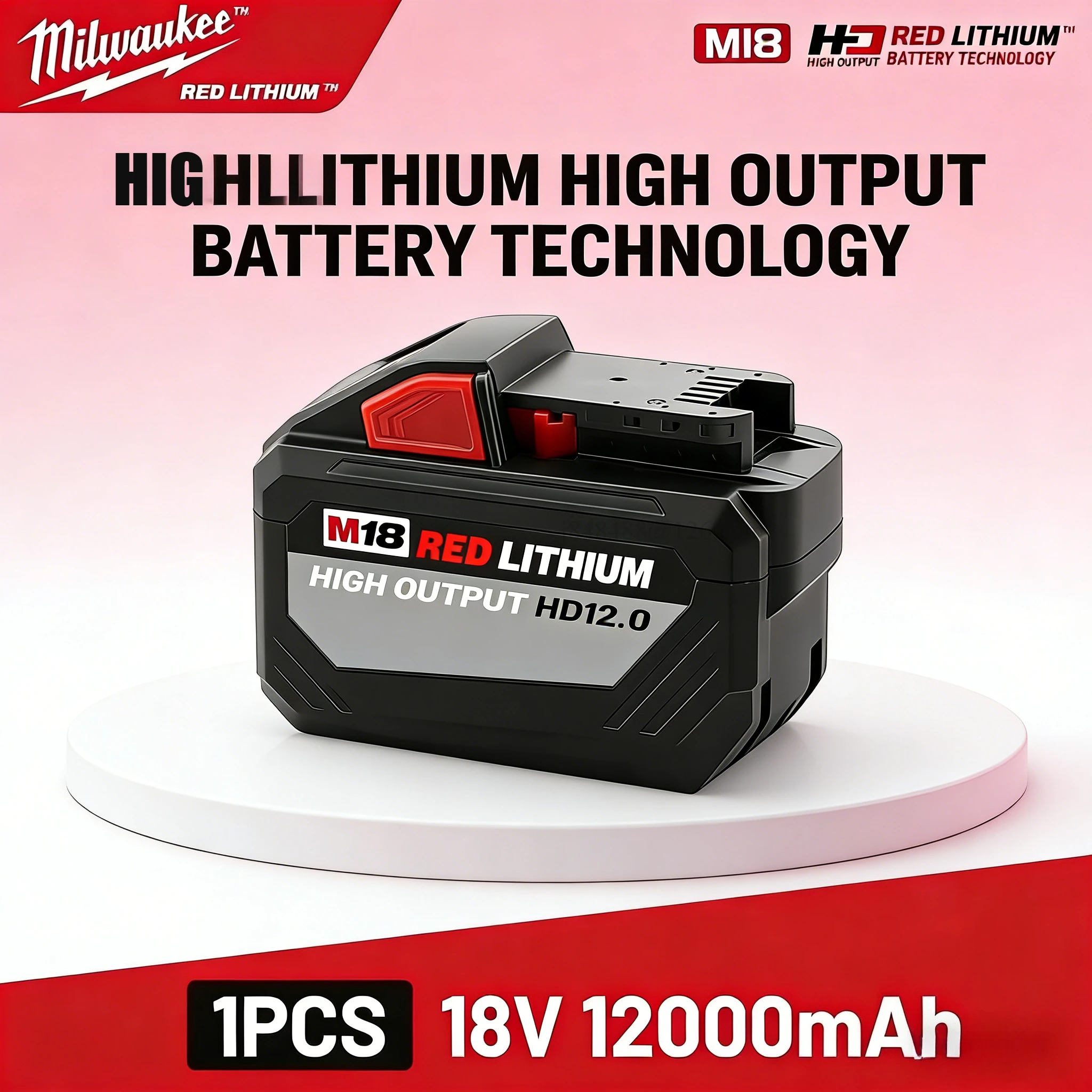 

100% Original Packing Milwaukee M18 M12 battery M12B6 M15B5 6000mAh 5000mAh, Rechargeable Tool Battery,Long-Lasting Power 18V