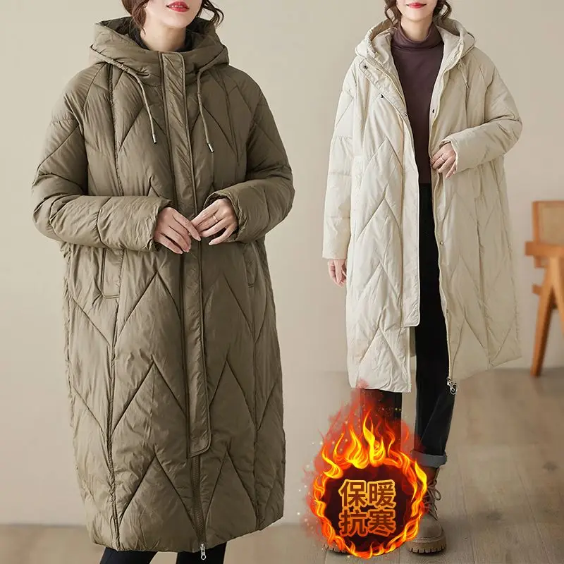 Chaqueta de algodón holgada con capucha para mujer, parka cálida de gran tamaño para ocio, invierno, novedad