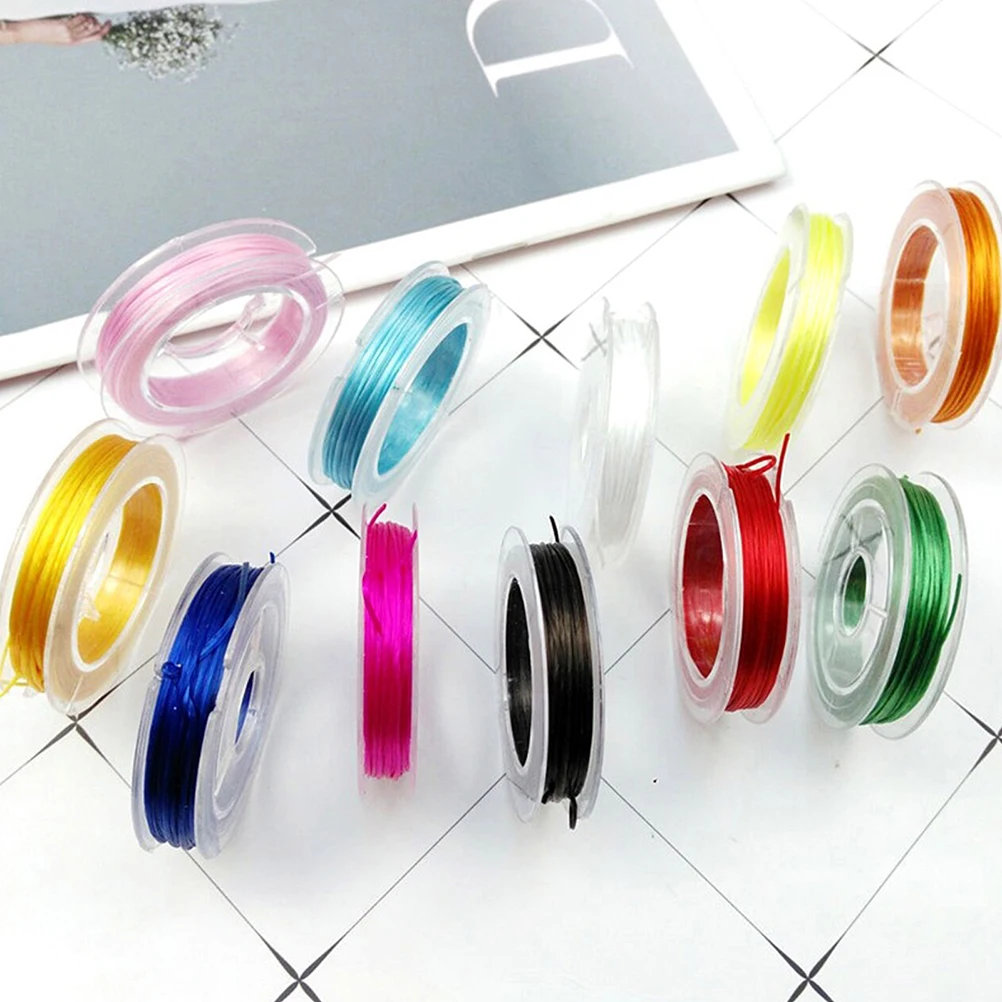 

12 Rolls Elastic Braided Rope Lanyard ex Craft Portable Lacing Cord DIY String Weaving Kit Bead Bracelet Materials